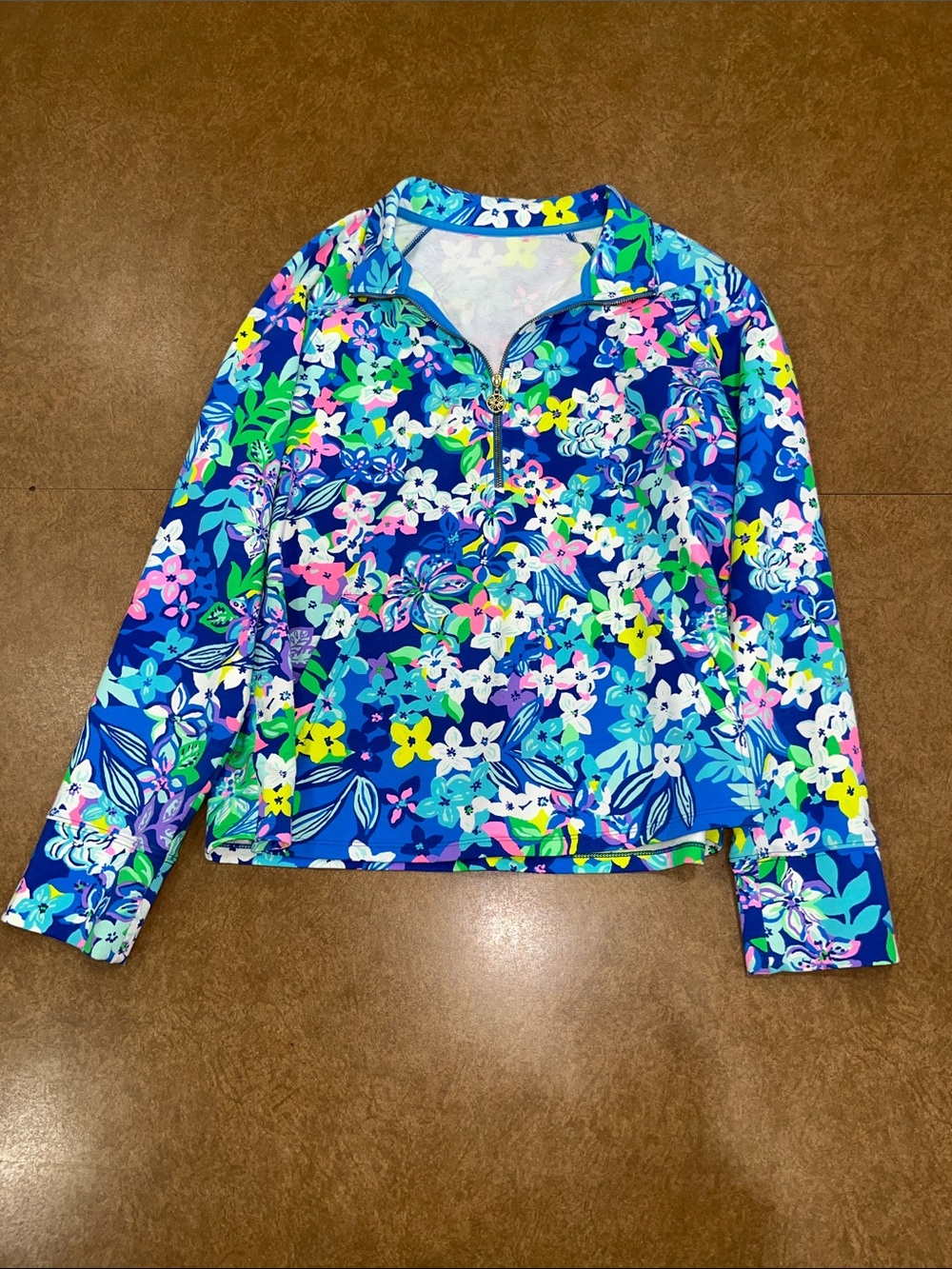 Lilly Pulitzer Borealis Blue Social Sunset Bright Navy Floral 1/4-Zip Pullover